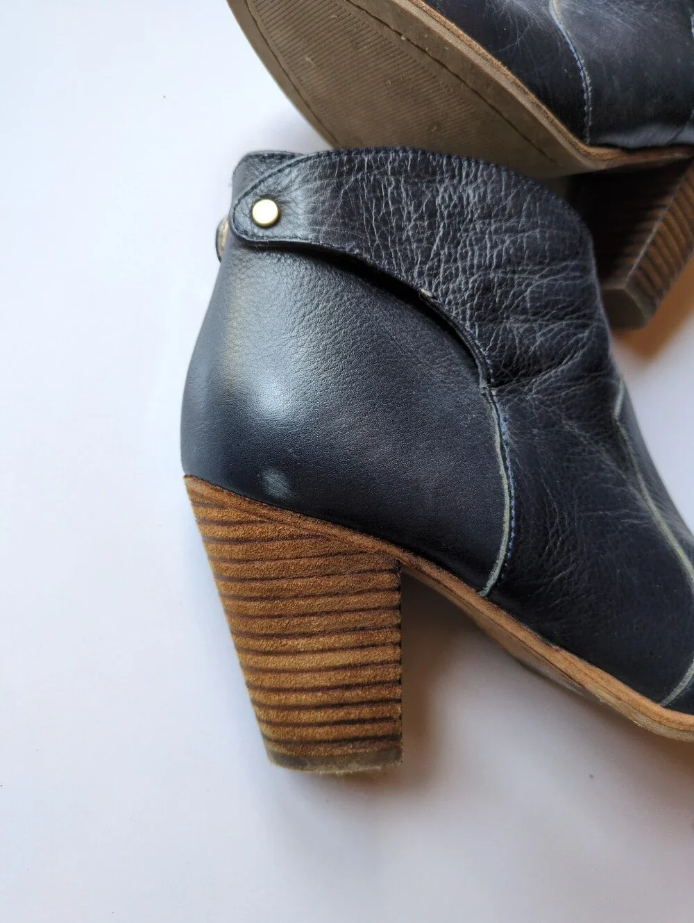 Boden Leather Bootie Boots Womens Sz 36 Navy Side Zipper